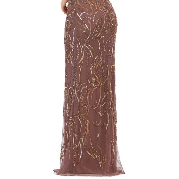 NWT Ashley Lauren 11208 Beaded Evening Dress Dark Taupe Size 14 - Picture 4 of 6